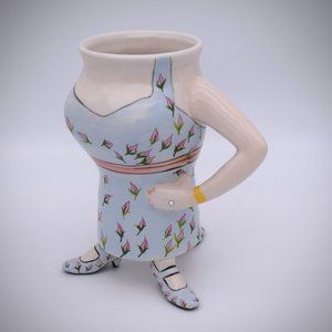 Lynda Corneille 3 Leg Swak Diva Coffee Mug 2009 Blue Sky Floral Novelty Floral